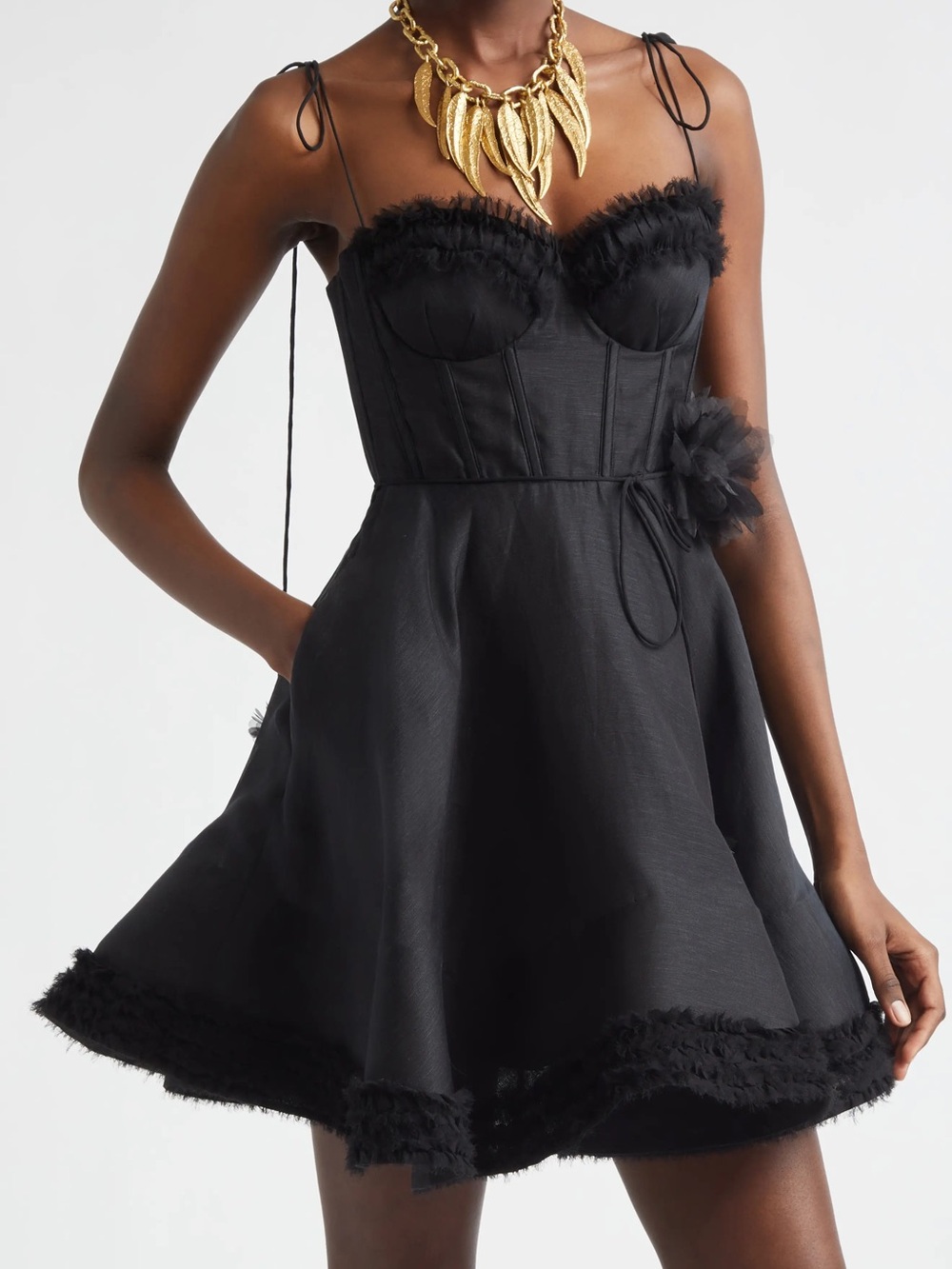 Kindred Spirit Luna Ruffle Linen & Silk Minidress